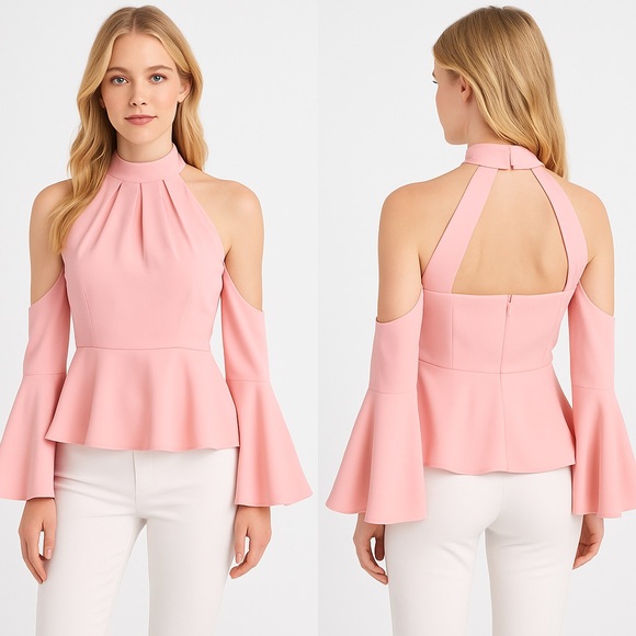 Tops - Blush Pink Cold Shoulder Side Sleeve Top